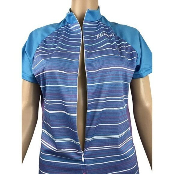 Primal Wear women's cycling bike jersey size large kismet blue striped NWT - Picture 3 of 11